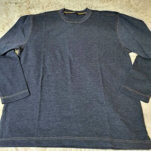 Crew neck Heather waffle indigo long sleeve thermal shirt L